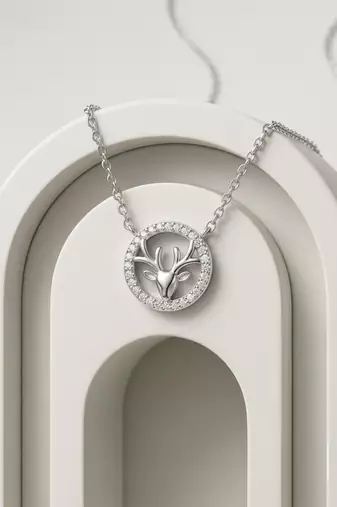 925 Sterling Silver Deer Pendant Necklace Set for Women