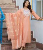 Women Ethnic Motifs Embroidered Regular Sequinned Kurta with Trousers & With Dupatta