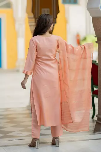 Women Ethnic Motifs Embroidered Regular Sequinned Kurta with Trousers & With Dupatta