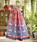 Cotton maslin picwai print stall dupatta wear on gown lehenga choli and dress