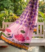 Cotton maslin picwai print stall dupatta wear on gown lehenga choli and dress