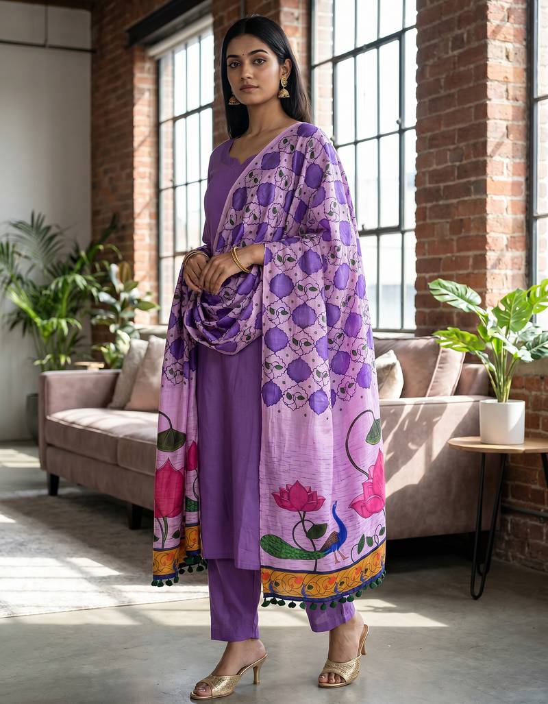 Cotton maslin picwai print stall dupatta wear on gown lehenga choli and dress