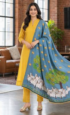 Cotton maslin picwai print stall dupatta wear on gown lehenga choli and dress 3
