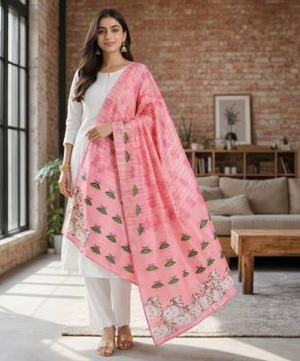 Cotton maslin picwai print stall dupatta wear on gown lehenga choli and dress 2
