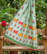 Cotton maslin picwai print stall dupatta wear on gown lehenga choli and dress