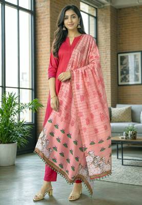 Cotton maslin picwai print stall dupatta wear on gown lehenga choli and dress 3