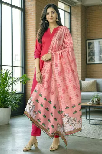 Cotton maslin picwai print stall dupatta wear on gown lehenga choli and dress
