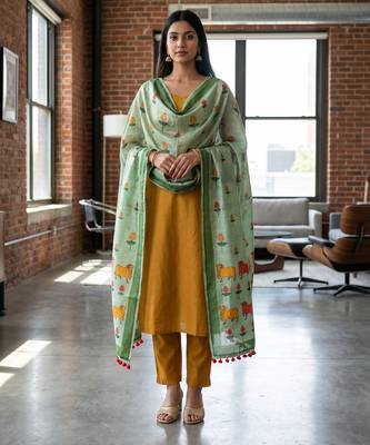 Cotton maslin picwai print stall dupatta wear on gown lehenga choli and dress 2