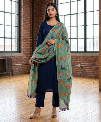 Cotton maslin picwai print stall dupatta wear on gown lehenga choli and dress 3