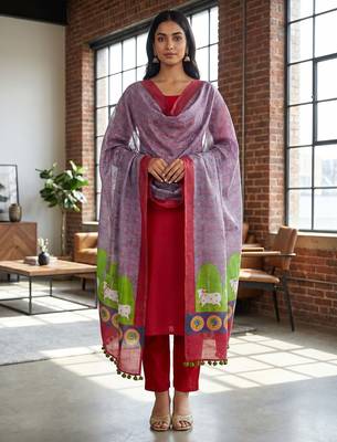 Cotton maslin picwai print stall dupatta wear on gown lehenga choli and dress 3