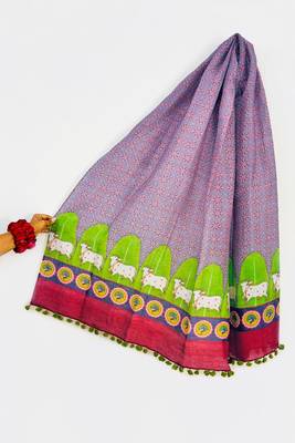 Cotton maslin picwai print stall dupatta wear on gown lehenga choli and dress 4