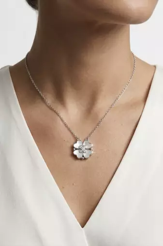 925 Sterling Silver Four Leaf Clover Pendant Necklace Set for Women