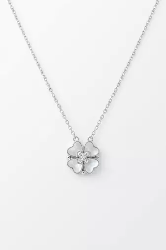 925 Sterling Silver Four Leaf Clover Pendant Necklace Set for Women
