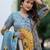 Women Floral Printed Regular Chanderi Silk Kurta with Trousers & With Dupatta