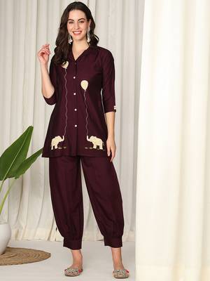 Conversational Printed Shirt Collar Pure Silk Kurta With Salwar 1