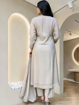 Women Ethnic Motifs Embroidered Regular Sequinned Pure Cotton Kurta with Trousers & With Dupatta 3