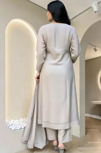 Women Ethnic Motifs Embroidered Regular Sequinned Pure Cotton Kurta with Trousers & With Dupatta