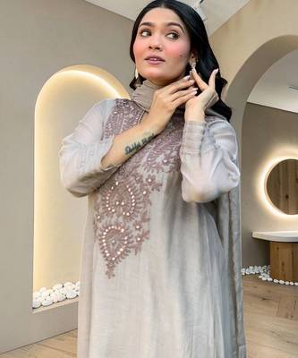 Women Ethnic Motifs Embroidered Regular Sequinned Pure Cotton Kurta with Trousers & With Dupatta 4