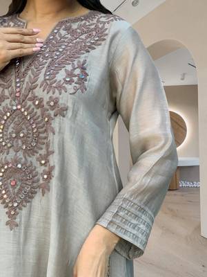Women Ethnic Motifs Embroidered Regular Sequinned Pure Cotton Kurta with Trousers & With Dupatta 5