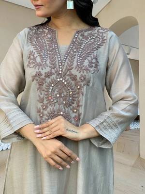 Women Ethnic Motifs Embroidered Regular Sequinned Pure Cotton Kurta with Trousers & With Dupatta 7