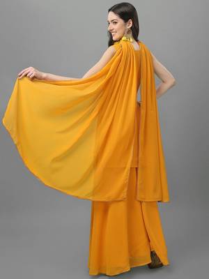 Women Yellow Ethnic Motifs Embroidered Sequinned Kurti with Sharara & With Dupatta 5