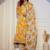 Floral Printed Pleated Angrakha Kurta with Trousers and Dupatta