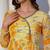Floral Printed Pleated Angrakha Kurta with Trousers and Dupatta