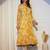 Floral Printed Pleated Angrakha Kurta with Trousers and Dupatta