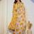 Floral Printed Pleated Angrakha Kurta with Trousers and Dupatta