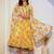 Floral Printed Pleated Angrakha Kurta with Trousers and Dupatta
