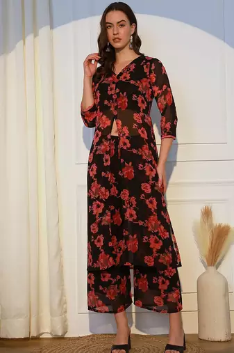 Floral Printed Regular Kurta With Palazzos