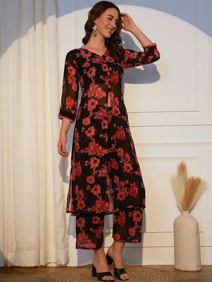 Floral Printed Regular Kurta With Palazzos 3