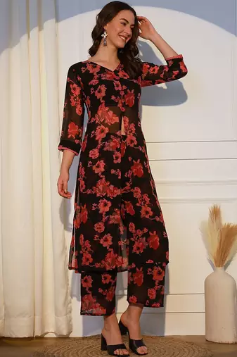 Floral Printed Regular Kurta With Palazzos
