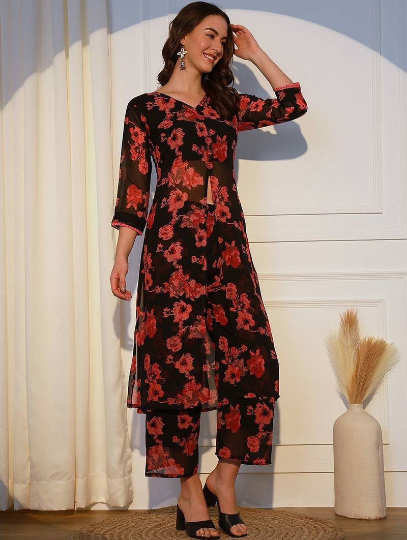 Floral Printed Regular Kurta With Palazzos