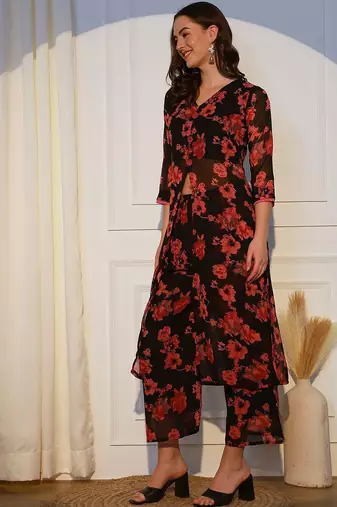 Floral Printed Regular Kurta With Palazzos