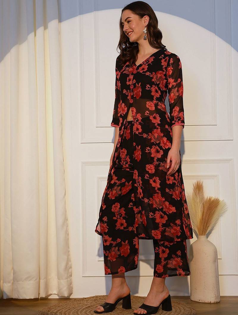 Floral Printed Regular Kurta With Palazzos