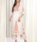 Floral Embroidered Mirror Work Kurta With Palazzos & Dupatta