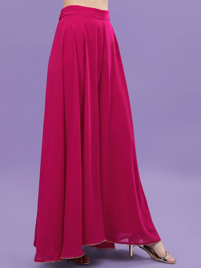 Women Pink Printed Sequinned Silk Georgette Kurti with Sharara & With Dupatta