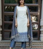 Ethnic Motifs Regular Pure Silk Kurta with Trousers & With Dupatta