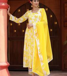 Floral Printed Anarkali Kurta with Palazzos & With Dupatta