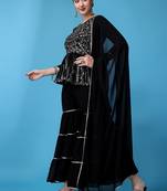 Floral Embroidered Gotta Patti Silk Georgette Kurti with Sharara & With Dupatta