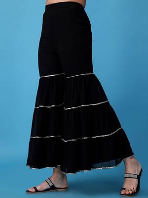 Floral Embroidered Gotta Patti Silk Georgette Kurti with Sharara & With Dupatta 7