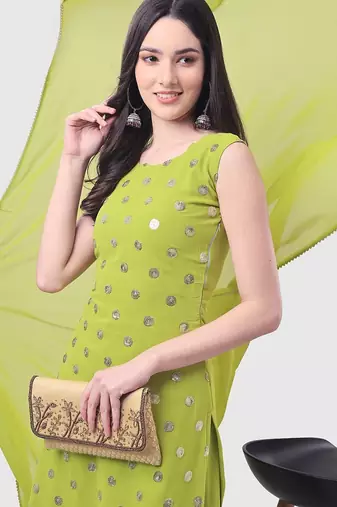 Ethnic Motifs Embroidered Sequinned Kurti with Palazzos & With Dupatta