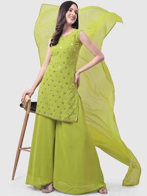 Ethnic Motifs Embroidered Sequinned Kurti with Palazzos & With Dupatta 6