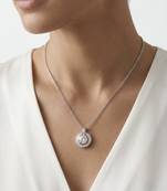 925 Sterling Silver Solitaire Halo Pendant Necklace Set  for Women