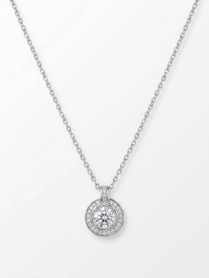 925 Sterling Silver Solitaire Halo Pendant Necklace Set  for Women 2