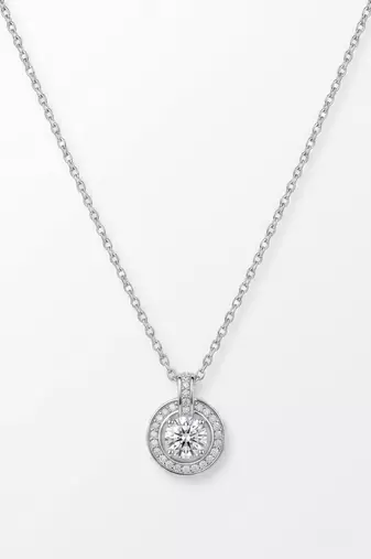 925 Sterling Silver Solitaire Halo Pendant Necklace Set  for Women
