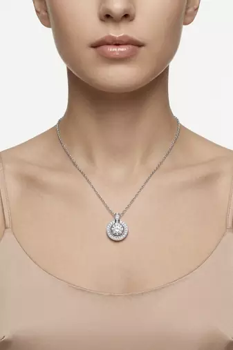 925 Sterling Silver Solitaire Halo Pendant Necklace Set  for Women