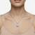 925 Sterling Silver Solitaire Halo Pendant Necklace Set  for Women