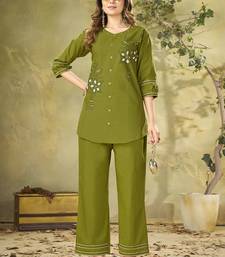 Green pure cotton kurti pent set